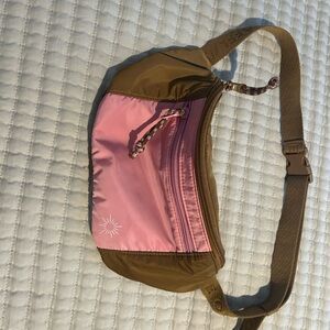 Aerie Offline Pink and Brown belt bag